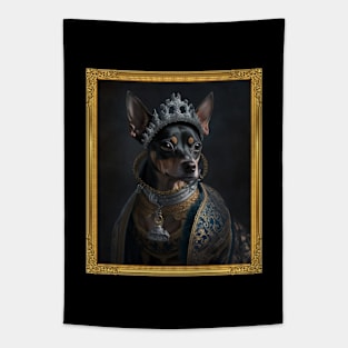 Black Mini Pinscher - Medieval Queen  (Framed) Tapestry