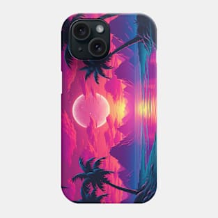 80s Synthwave Paradise Beach Phone Case