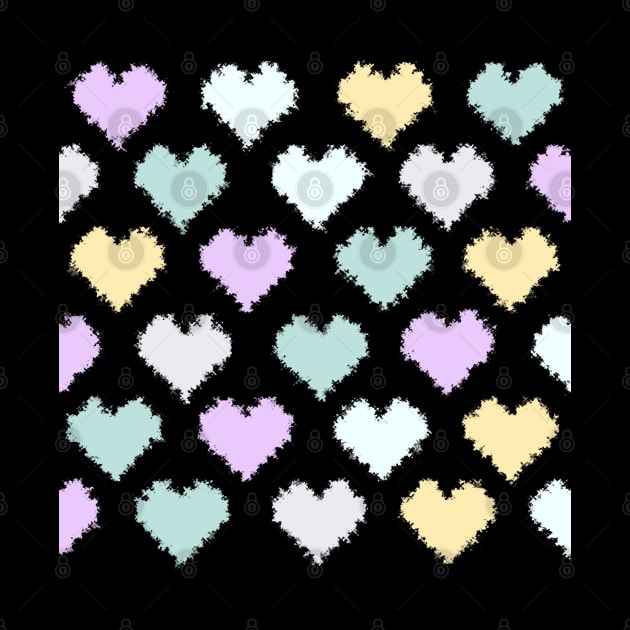 Pencil Stroke Pastel Hearts Pattern by Peaceful Space AS