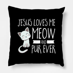 Cat Jesus Loves Me Meow Youth Christian Pillow