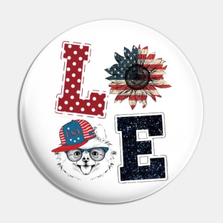 American Love Sunflower And Pomeranian Happy Independence Day Pin