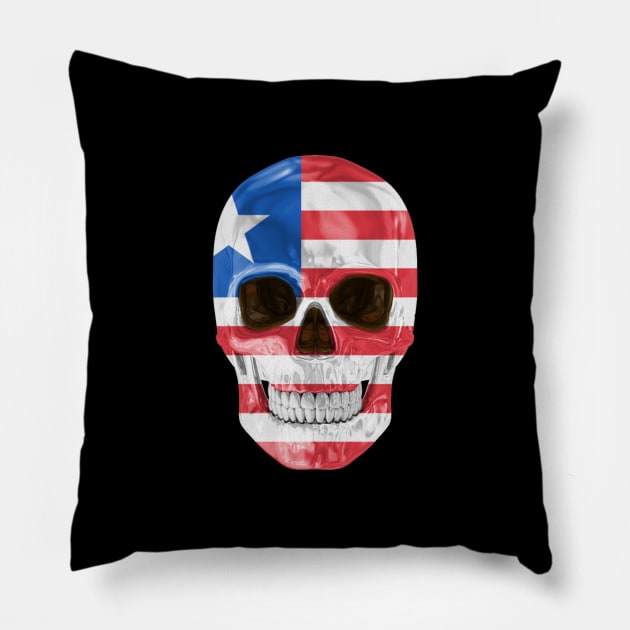 Liberia Flag Skull - Gift for Liberian With Roots From Liberia Pillow by Country Flags