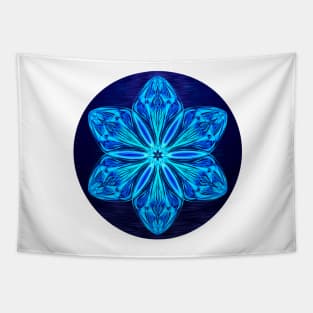 Snowy Cerulean Sea Tapestry