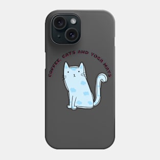 Coffee cats and yoga mats funny yoga and cat drawing Phone Case