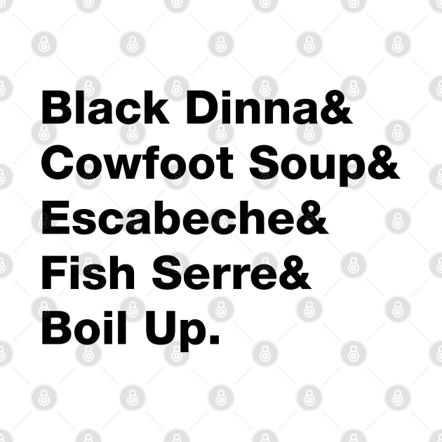 Belizean Dishes in Black Text by Raquel’s Room