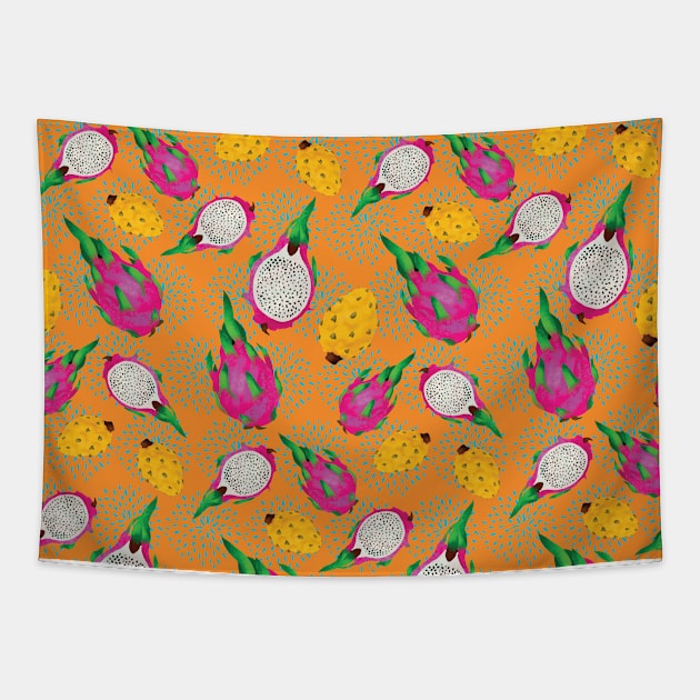 Dragon Fruit Fiesta Tapestry by Pamelandia