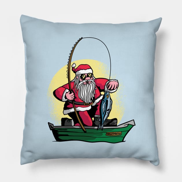 Fishing Santa Pillow by Safdesignx