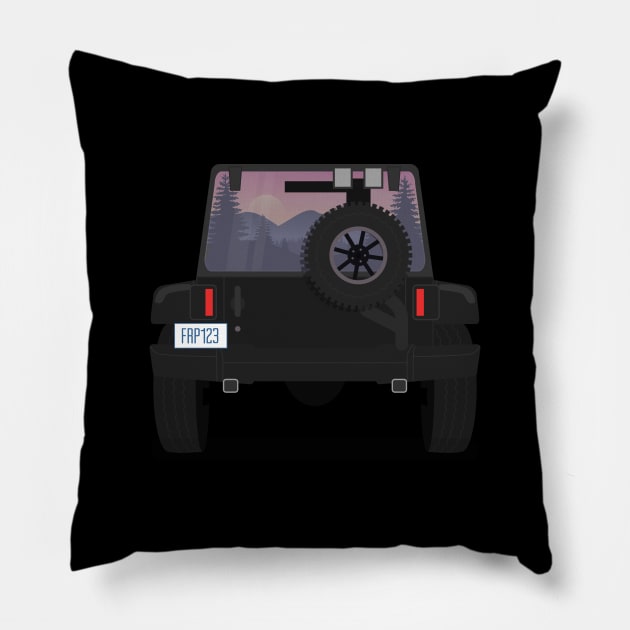 An Amazing View Of Backside Of An Offroad Car For Traveling Pillow by mangobanana