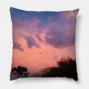 Pink Sky and Clouds Pillow