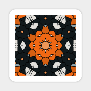 Orange Mosaic Mandala Pattern Magnet