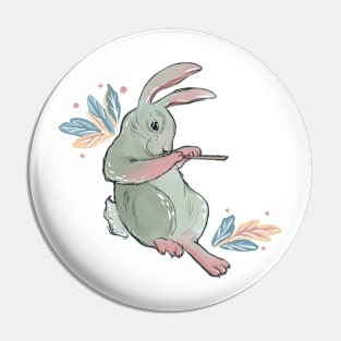 rabbit with a flute Pin