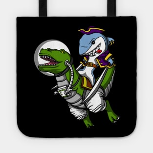 Shark Pirate Riding T-Rex Dinosaur Tote