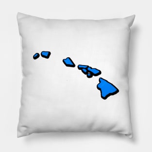 Bright Blue Hawaii Outline Pillow