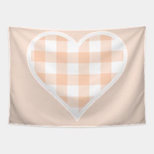 Orange and White Buffalo Plaid Heart Tapestry