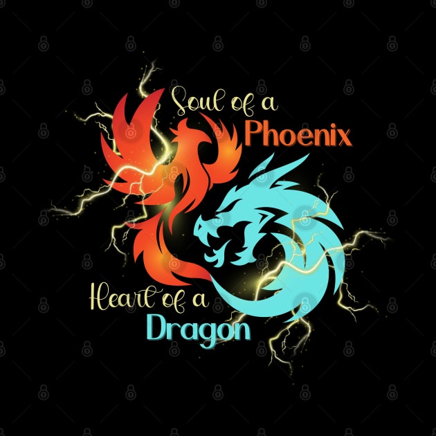 Soul of a Phoenix Heart of a Dragon for Fantasy Lovers by Shirts by Jamie