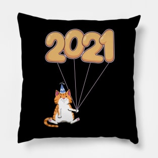 Happy New Year 2021 Cat Kitten New Year Eve Pillow