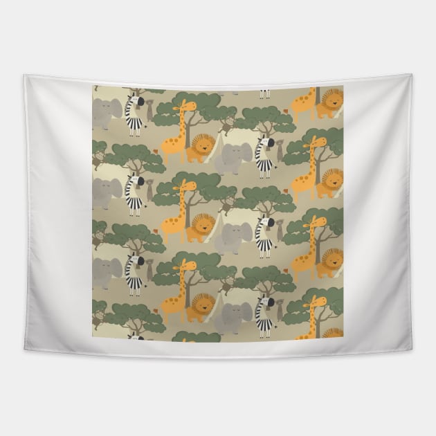 Safari Neck Gator Tent Camping Safari Animals Tapestry by DANPUBLIC