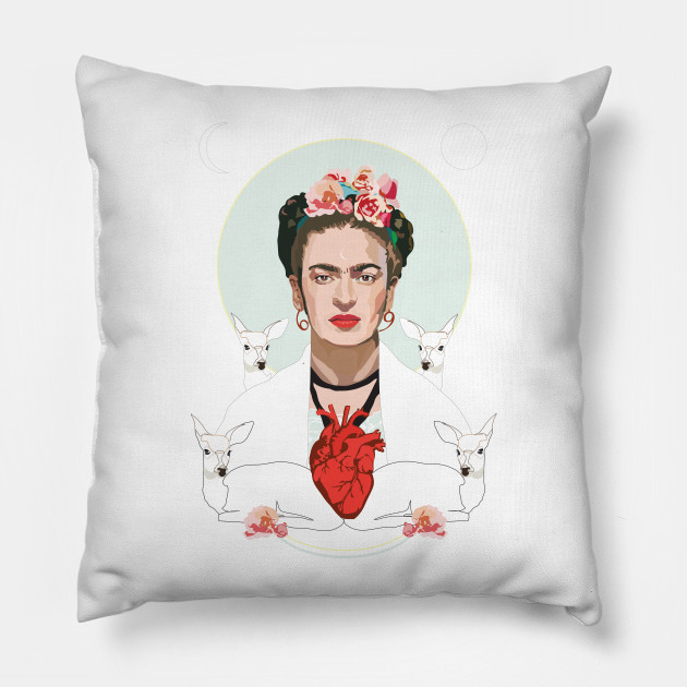 Frida Kahlo White Colorful Cuscino Teepublic It