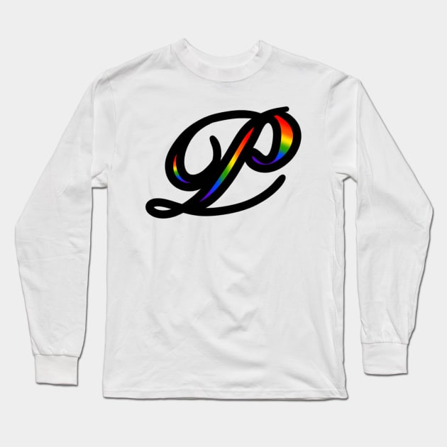 Rainbow Cursive Letter W - Monogram - Long Sleeve T-Shirt