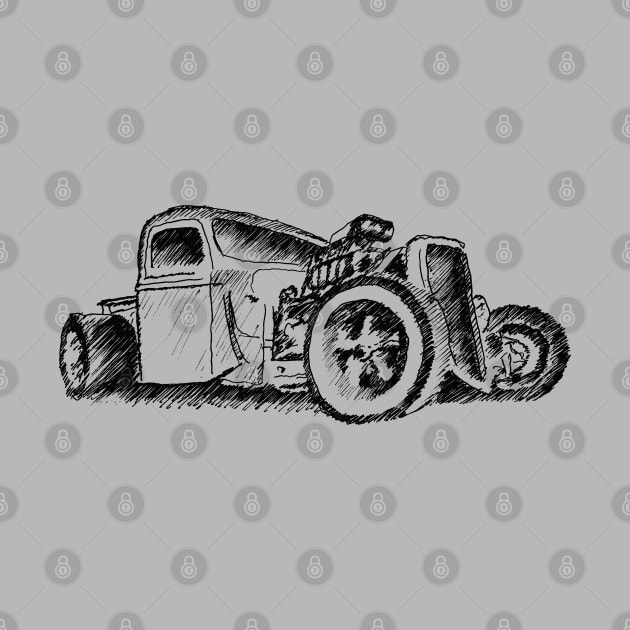 Ford Model A Hot Rod - Sketch by mal_photography