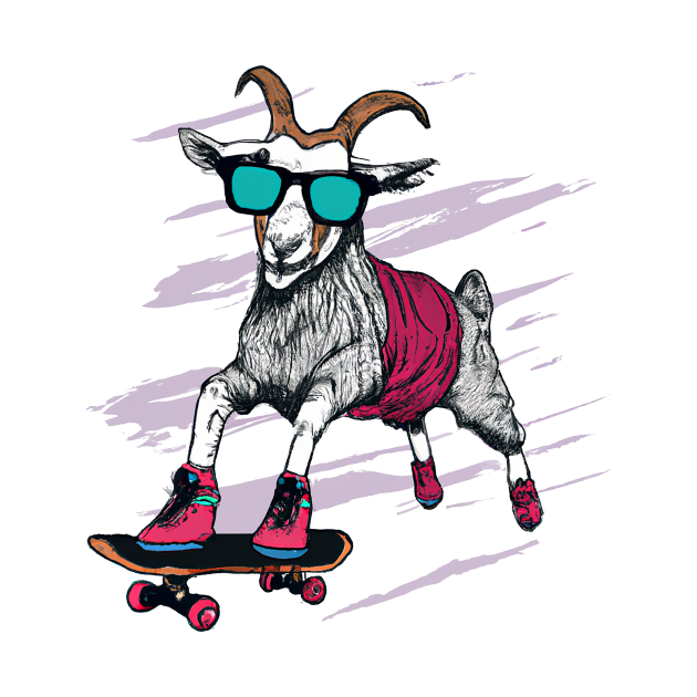 Funny goat skateboarding design Funny Goat TShirt TeePublic