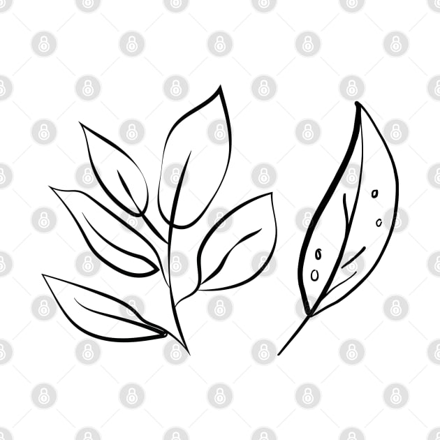 black leaf line art design by Artistic_st