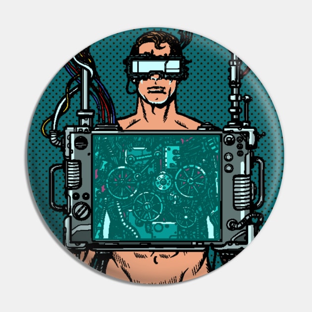 Human Cyborg Pin by waltzart