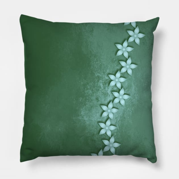 Beautiful blue flowers and green grunge texture Pillow by hereswendy