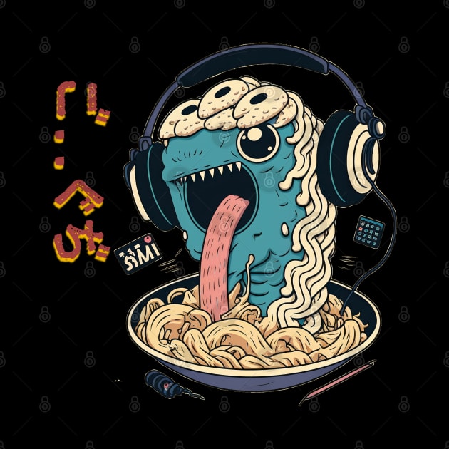 Ramen of Kanagawa  monster on headphone by BOM TSHIRTS