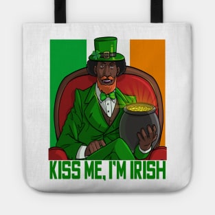 Kiss Me, I'm Irish Black Leprechaun Tote