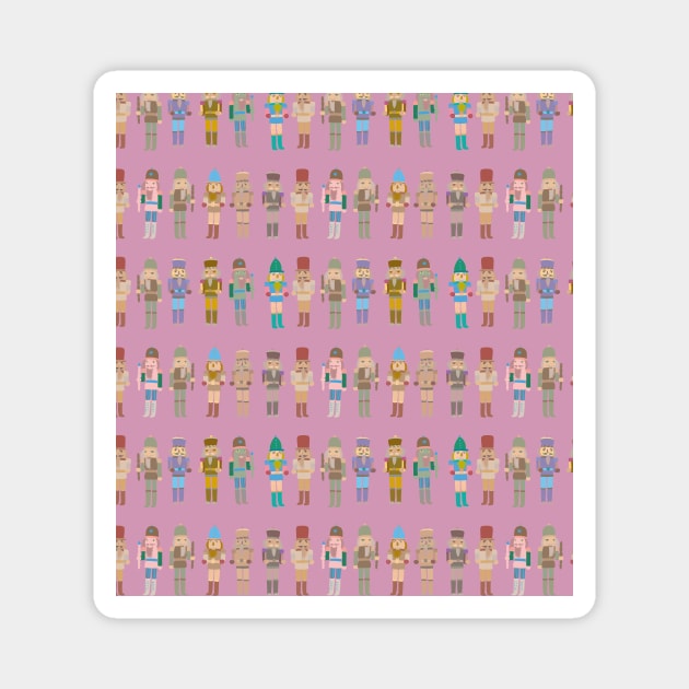 Nutcrackers on pink Magnet by Flyingrabbit