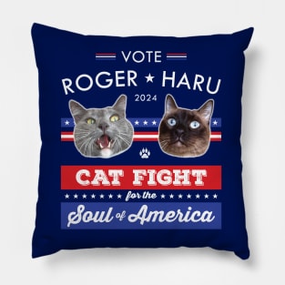 Vote Roger Haru 2024 Cat Fight for the Soul of America Pillow