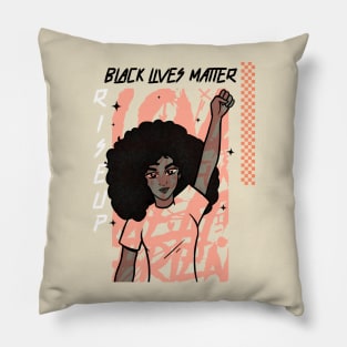 Black Lives Matter Woman Raised Fist Pillow