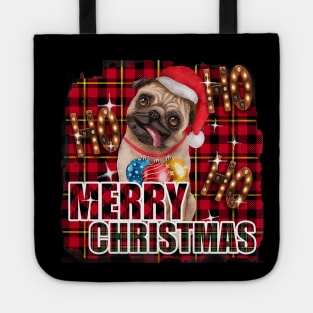 Merry Christmas pug Tote