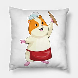 Hamster as Baker with Rolling pin Pillow