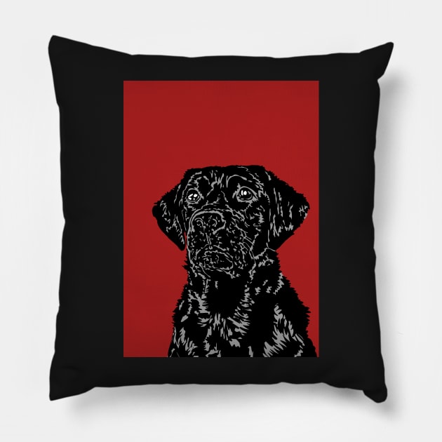 Betsy the Black Labrador Dog Pillow by NattyDesigns