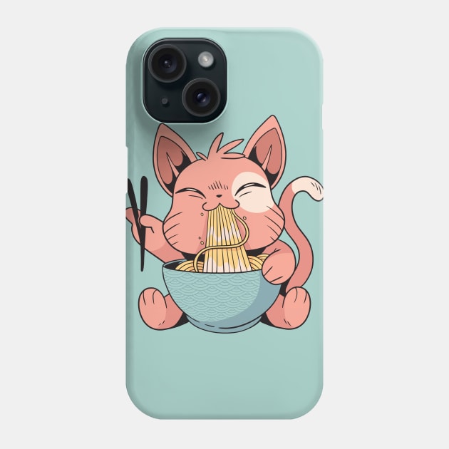 Cartoon Cat Eating Ramen Phone Case by SLAG_Creative