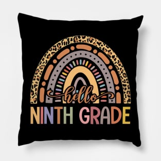 Hello Ninth Grade Leopard Rainbow Back To School Pillow