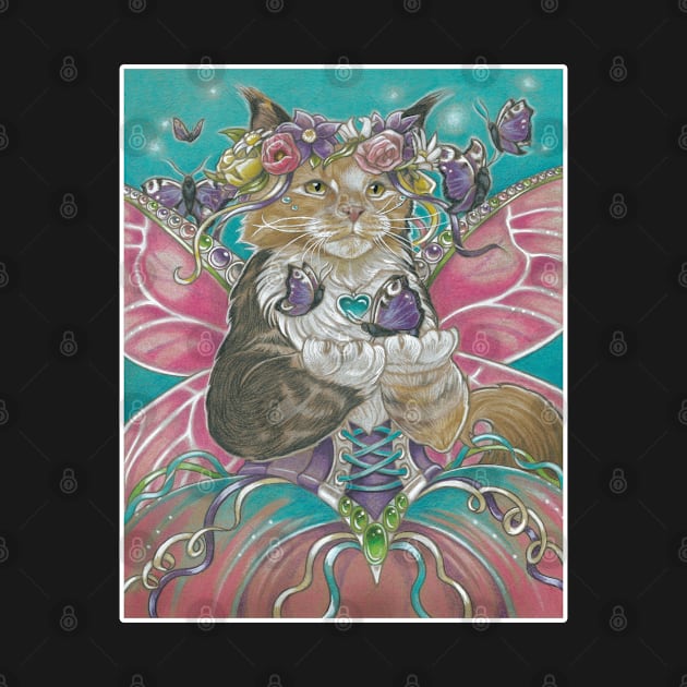 Fairy Cat with Butterflies by Nat Ewert Art