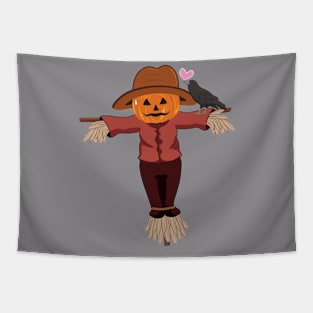 Raven in love with scarecrow cool and funny design Tapestry