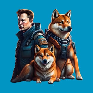 ELON MUSK ON MARS - DOGECOIN - SHIBA INU T-Shirt