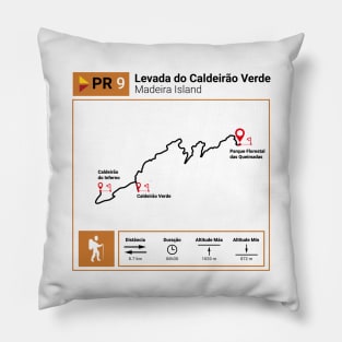 Madeira Island PR9 LEVADA DO CALDEIRÃO VERDE trail map Pillow