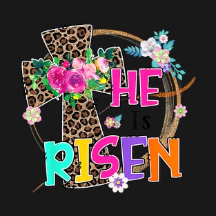 Easter For Christian Teen Girls Mom He Is Risen Leopard T-Shirt