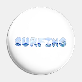 Surfing Bubble Letter Design with Watercolors Pin