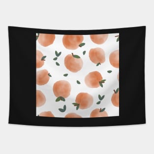 Watercolor Peaches and Leaves Tapestry