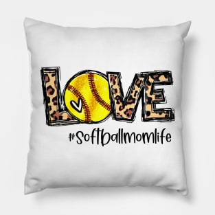 Softball Mom Life Leopard   Love Softball Mom Life Pillow