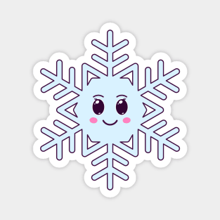 Cartoon Kawaii Snowflake with Smile Magnet