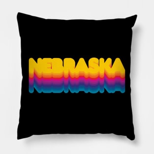 Nebraska 70's Rainbow Design Pillow