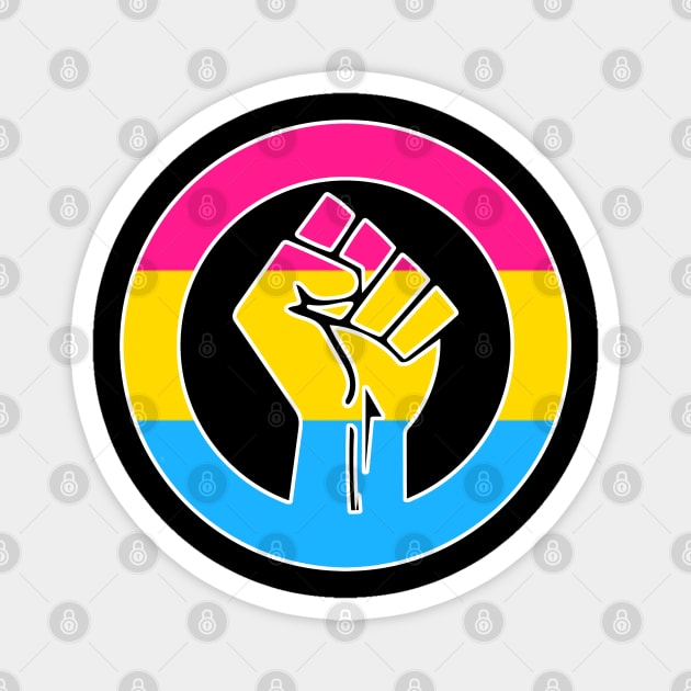 Black Lives Matter Fist Circled LGBTQ Flag Pansexual Magnet by aaallsmiles