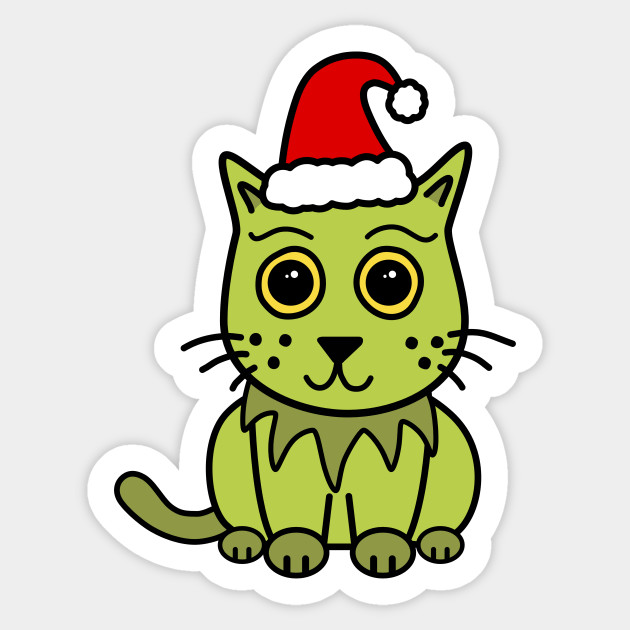 Grouchy Christmas Cat The Grinch Sticker Teepublic
